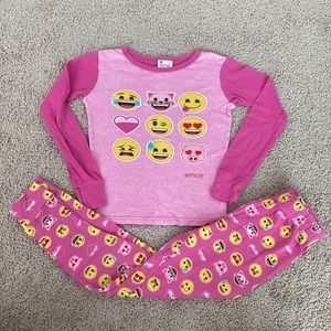 3/$15 🛍️ Emoji pajama set girls 10 | 2 piece pj long sleeve shirt pants stretch